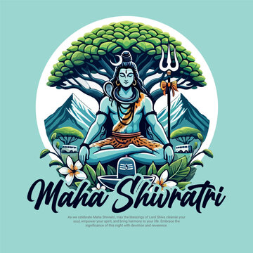 Maha Shivratri Festival Graphic Design with Lord Shiva Inspired Divine Elements, Spiritual Hindu Celebration Background for Print and Digital Use