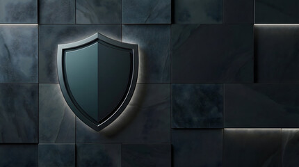 Modern Armor Shield on Dark Tiled Wall for Protection