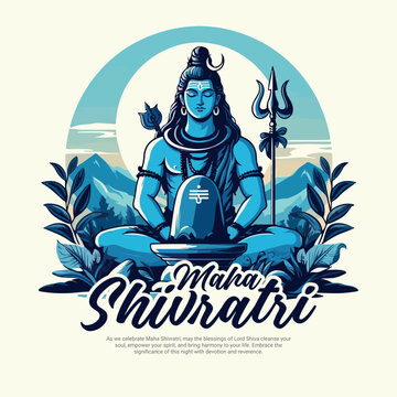 Maha Shivratri Festival Graphic Design with Lord Shiva Inspired Divine Elements, Spiritual Hindu Celebration Background for Print and Digital Use