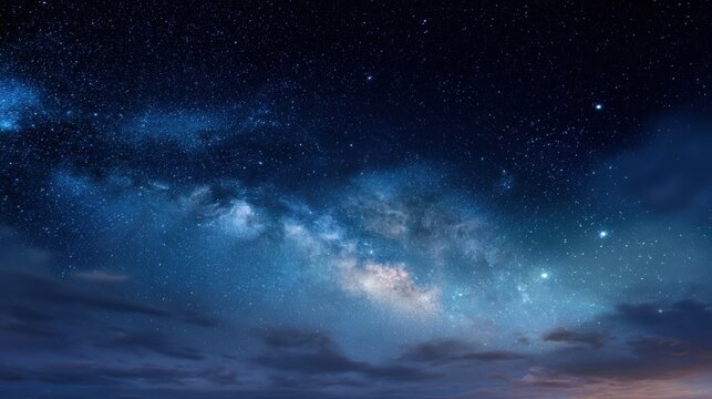 Starry sky with Milky Way band arching high