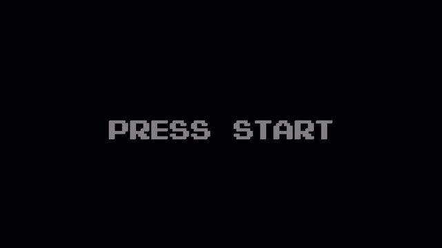 Press Start 8 Bit Pixel Retro Gaming Text with Alpha Channel Loop 4k video animation seamless loop