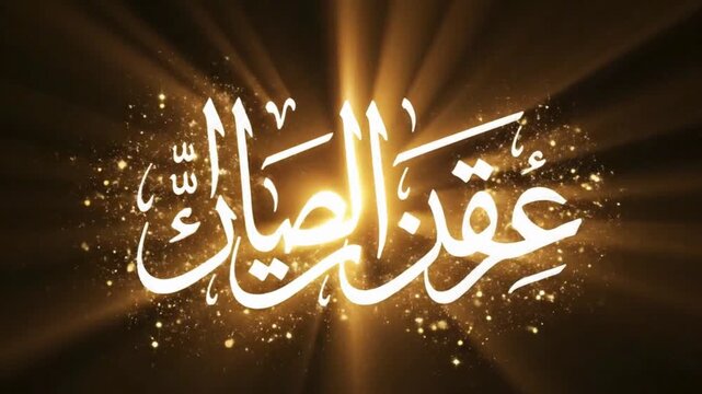 Islamic Fasting Intent Calligraphy Animation with Glowing Golden Light Rays