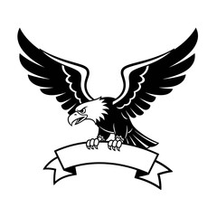 Fototapeta premium Majestic Eagle with Outstretched Wings Holding a Blank Banner.