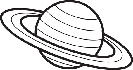 Saturn with rings vector illustration for space exploration.Vintage black saturn planet icon. © Nusrat