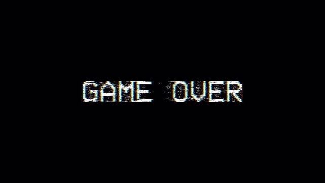 Game Over 8 Bit Pixel Text With Digital Glitch Effect 4K UHD
