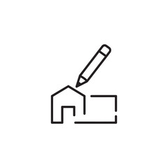 Obraz premium Hand drawing minimalist house sketch with pencil outline design