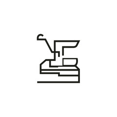 Fototapeta premium Simple Black Line Drawing of Anvil on White Background