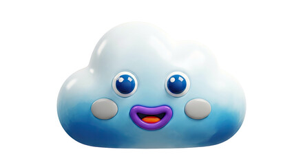 3D Cute Blue Cloud Character with Happy Expression