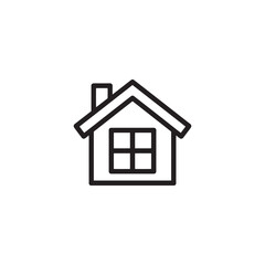 Obraz premium Simple House Icon with Chimney and Window on White Background