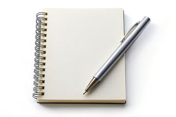 Minimal Notebook With Pen Isolated On Transparent Background, Business And Education Concept, Planning And Writing Theme, Office Stationery Mockup For Branding And Marketing Use