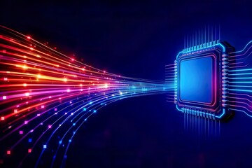 Artificial Intelligence Data Stream with Microchip Technology Background