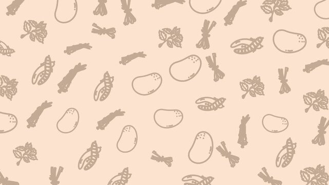 Seamless Pattern of Various Food Items.