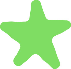 Green organic abstract star shape. Rounded five point fluid form. Minimal flat design graphic element. Isolated on white background. Vector illustration.