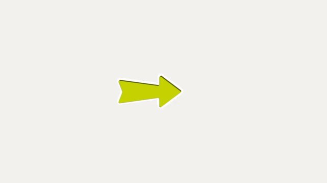 A dynamic sequence of hand-drawn, thick-lined arrows in orange, blue, green, and yellow flashing on a clean white background to indicate movement, growth, or direction