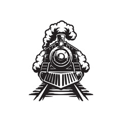 drawing of old steam train vector , transportation train