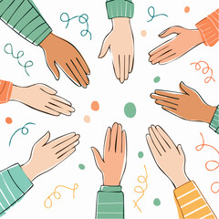 Fototapeta premium Diverse hands reaching together in unity and celebration