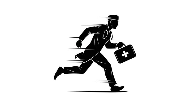 Doctor Running with Medical Bag.