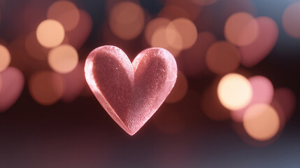 Fototapeta premium Soft bokeh heart warm tones minimal Valentine romantic ambiance