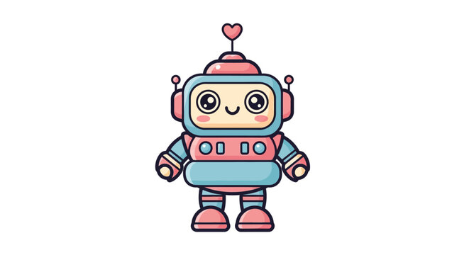 Cute Cartoon Robot Character Illustration Design.