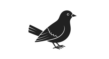 Obraz premium Black Bird Silhouette Standing on One Leg.