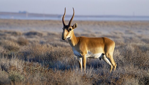 Majestic Saiga Antelope in Steppe Habitat