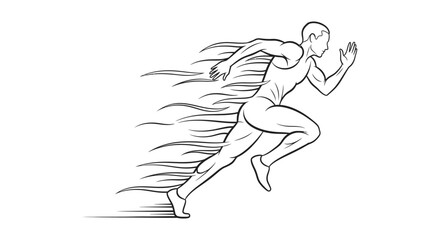 Obraz premium dynamic male runner sprinting forward with abstract speed lines illustrating energetic movement athletic performance and concepts of speed.