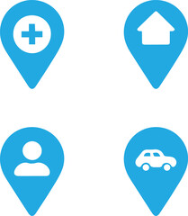 Set of location icons with symbols