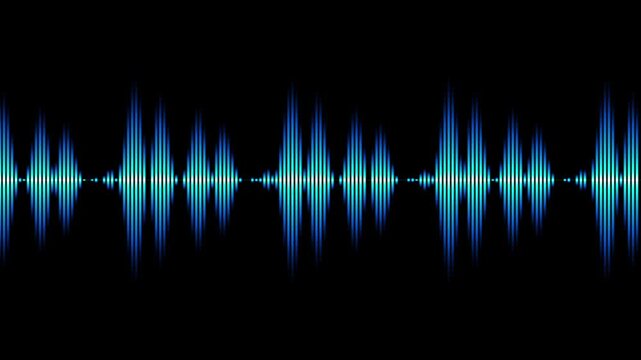Blue digital audio equalizer bars. Vertical sound wave spectrum animation. Music rhythm visualizer 