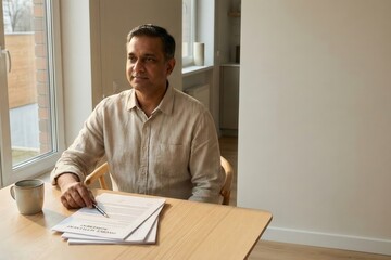 Fototapeta premium Indian Man Accepting Divorce Settlement – Calm Legal Resolution Concept