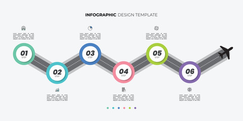 Obraz premium Infographic template for business. Steps Modern Timeline diagram with road journey concept, presentation