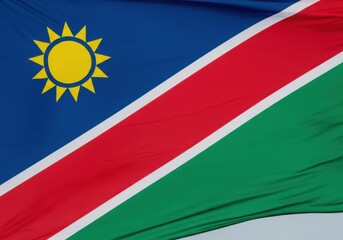 Namibia Flag Waving Against Blue Sky