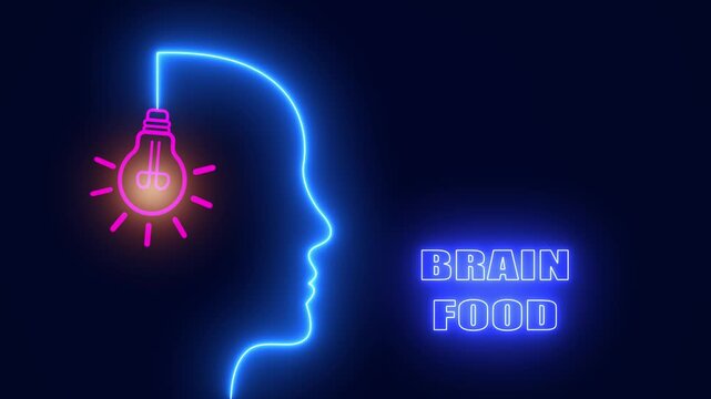Creative neon mind silhouette for brain food reels perfect for dietetics coaching and cognitive health webinars