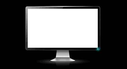 Sleek modern computer monitor with a blank white screen for digital content