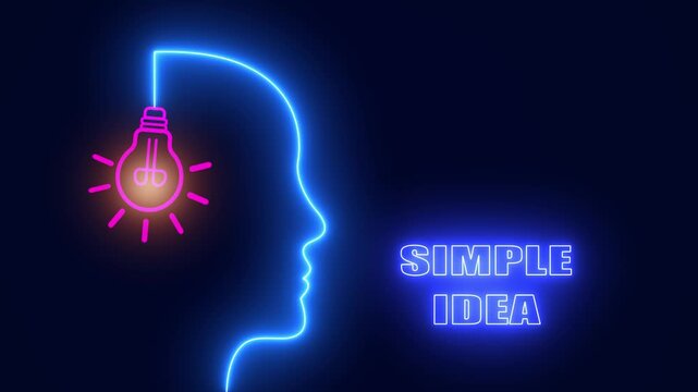 Creative neon mind silhouette for simple idea reels perfect for clear instructional shorts and expert smart advice