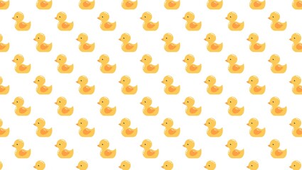 Seamless pattern of yellow rubber ducks on white background © ALI
