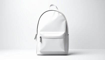 Minimalist White Backpack with Black Straps