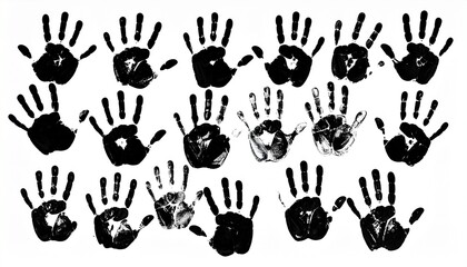 Colorful Painted Handprints on White Background