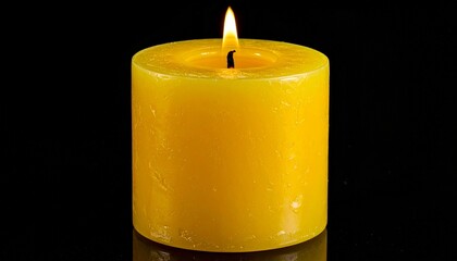 Yellow Candle Flame on Dark Background