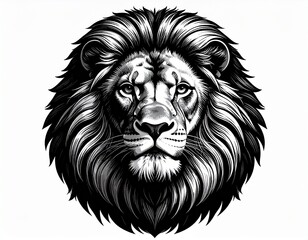 Black and White Lion Face Illustration