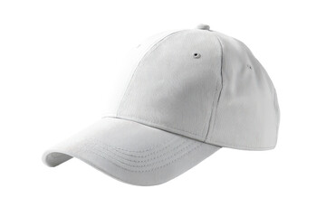 Fototapeta premium White baseball cap on a plain background showing details of the fabric and design with no logos or symbols present
