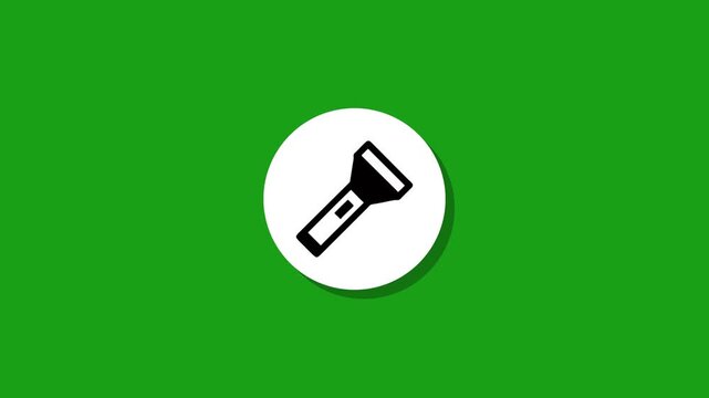 Flashlight icon animation on green screen background