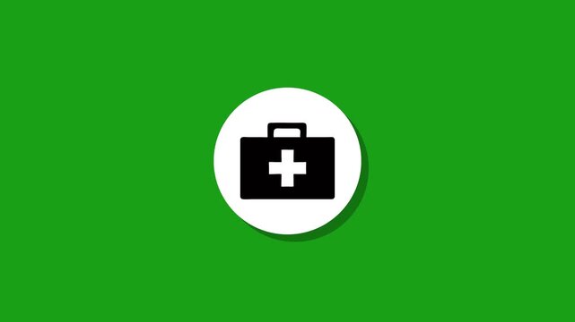 Medical first aid kit box with cross sign animated icon on green screen background, healthcare and emergency concept video footage