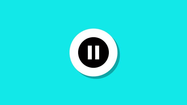 A captivating pause icon animation with a clean, flat design against a vibrant cyan background, perfect for modern digital media