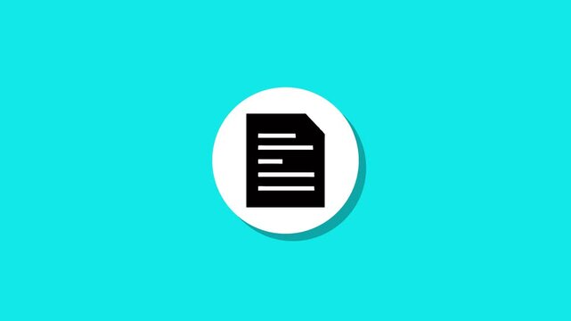 Minimalist document file icon animation on turquoise background with popping white circle motion graphic