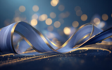 Celestial Luxury Blue and Gold Abstract Background with Golden Frame