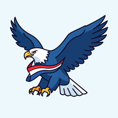 Fototapeta premium American Bald Eagle Cartoon Illustration Flying.