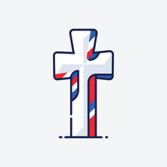 Obraz premium Barber Cross Symbol with Red Blue Stripes.