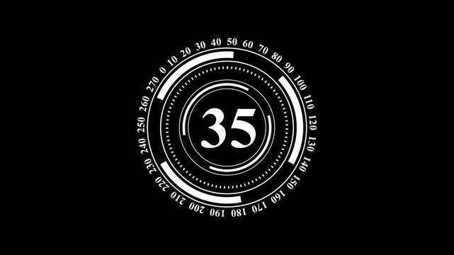 40 Second Countdown Timer HUD Animation with Futuristic Digital Interface Elements for Video Production.