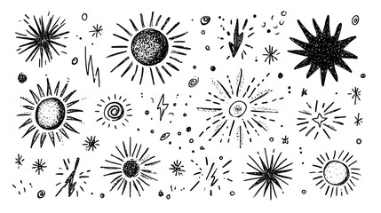 Obraz premium Abstract sunburst illustration in mid century modern style with colorful radial shapes on neutral background.