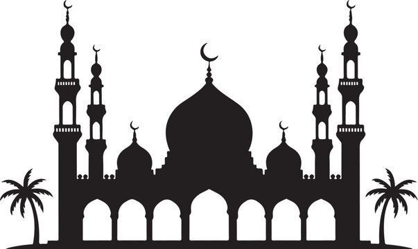 eid mobarak silhouette , Islamic architecture, mosque silhouette